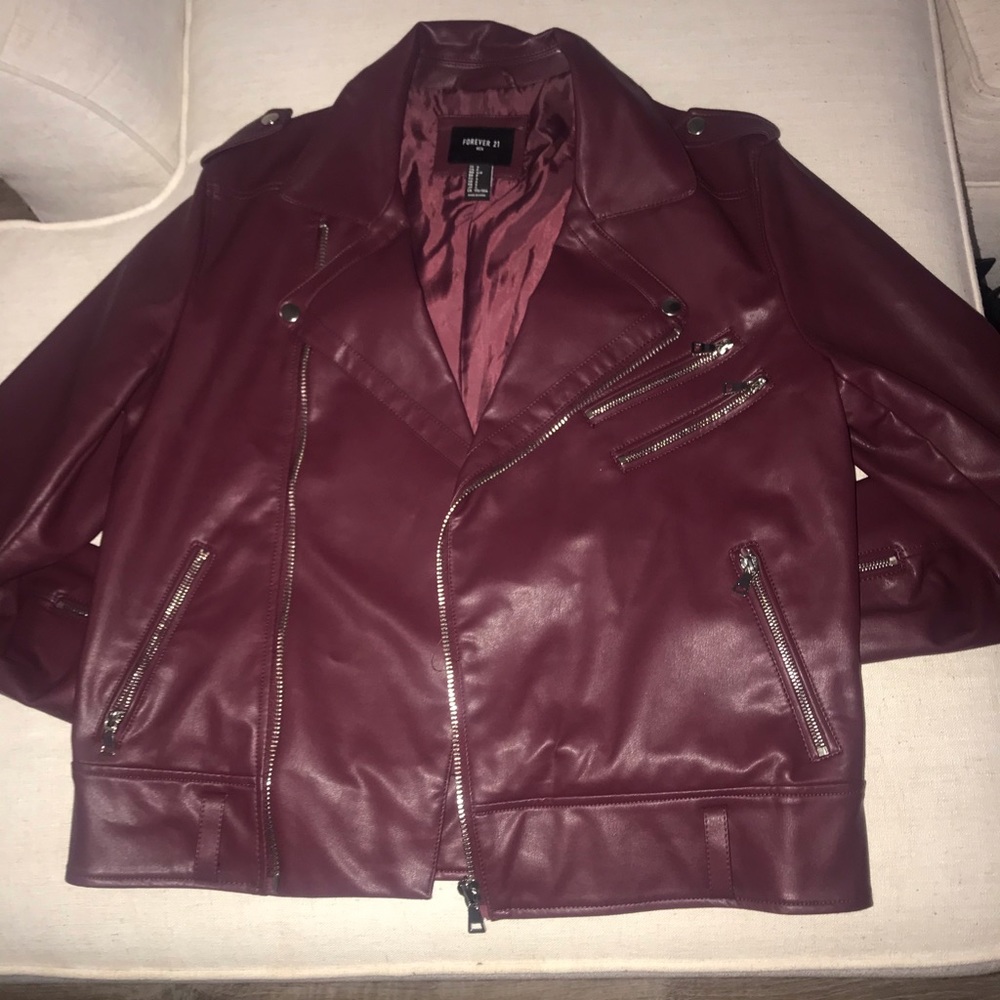 Leather burgundy leather jacket
